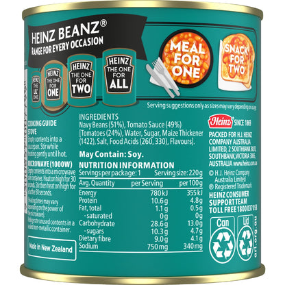 Heinz Beanz Canned Baked Beans In Tomato Sauce Breakfast 220g