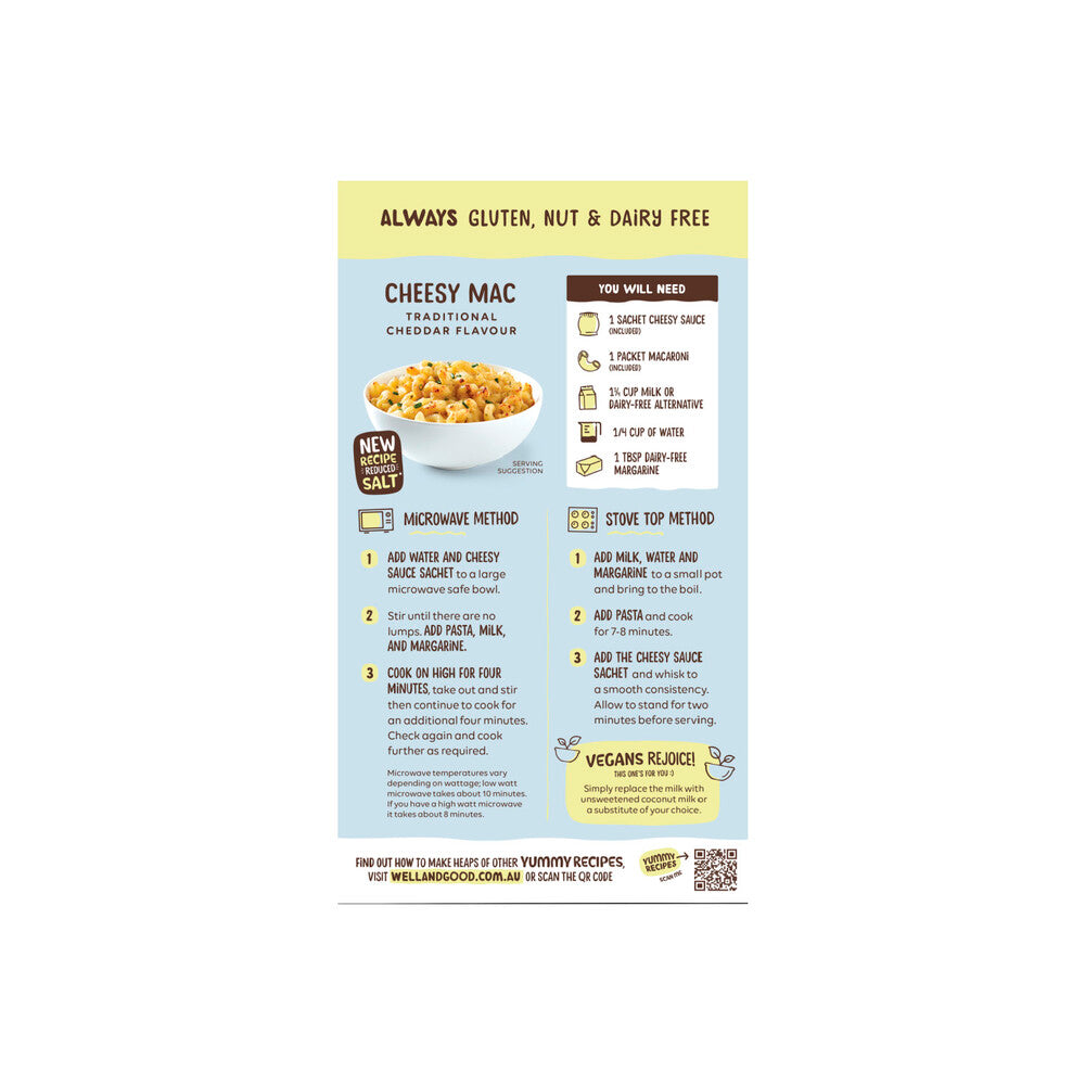 Well & Good Traditional Cheddar Flavour Vegan Cheesy Mac - 110g
