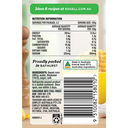 Edgell Creamed Corn Picked & Pureed 420g
