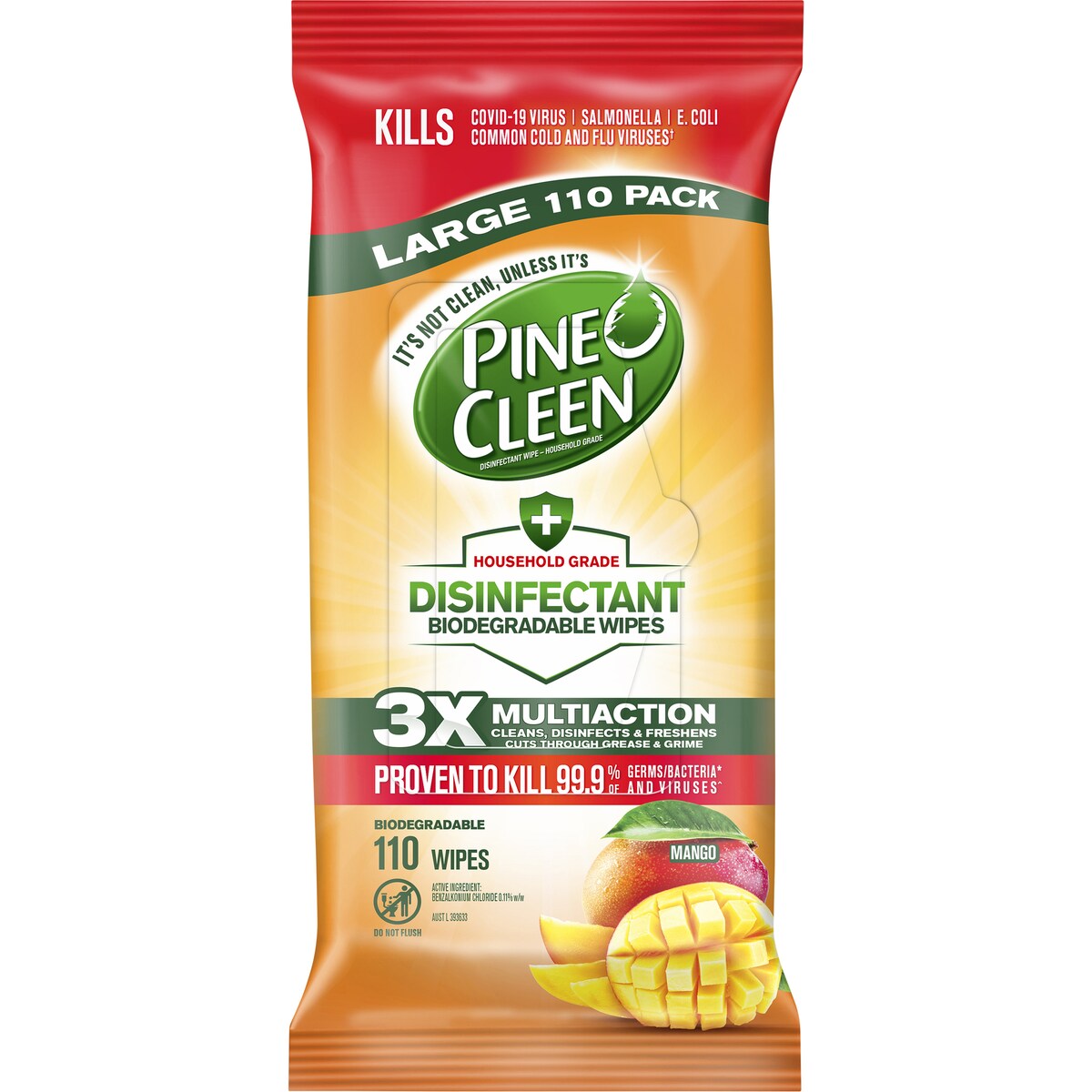 Pine O Cleen Disinfectant Wipes Mango 110 pack