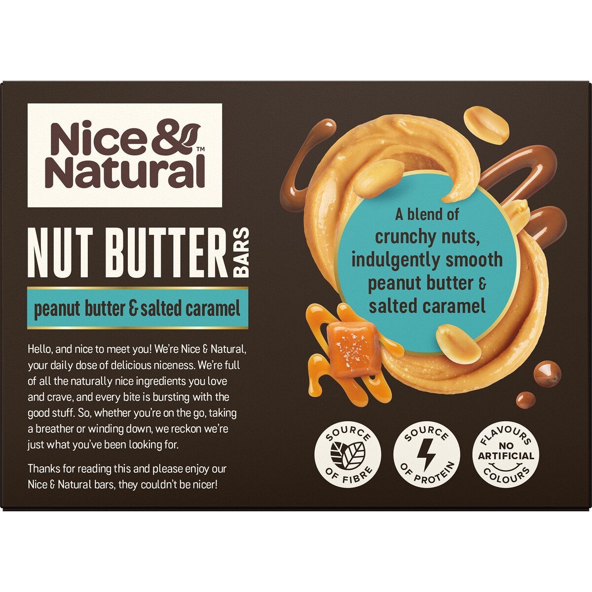 Nice & Natural Nut Butter Bars Peanut Butter & Salted Caramel 5 Pack