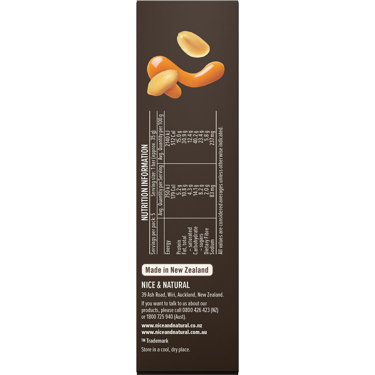 Nice & Natural Nut Butter Bars Peanut Butter & Salted Caramel 5 Pack