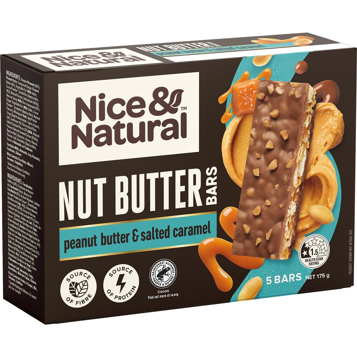 Nice & Natural Nut Butter Bars Peanut Butter & Salted Caramel 5 Pack