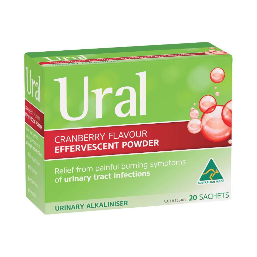 Ural Sugar Free Cranberry 20 Effervescent Powder Sachets - 1 pack