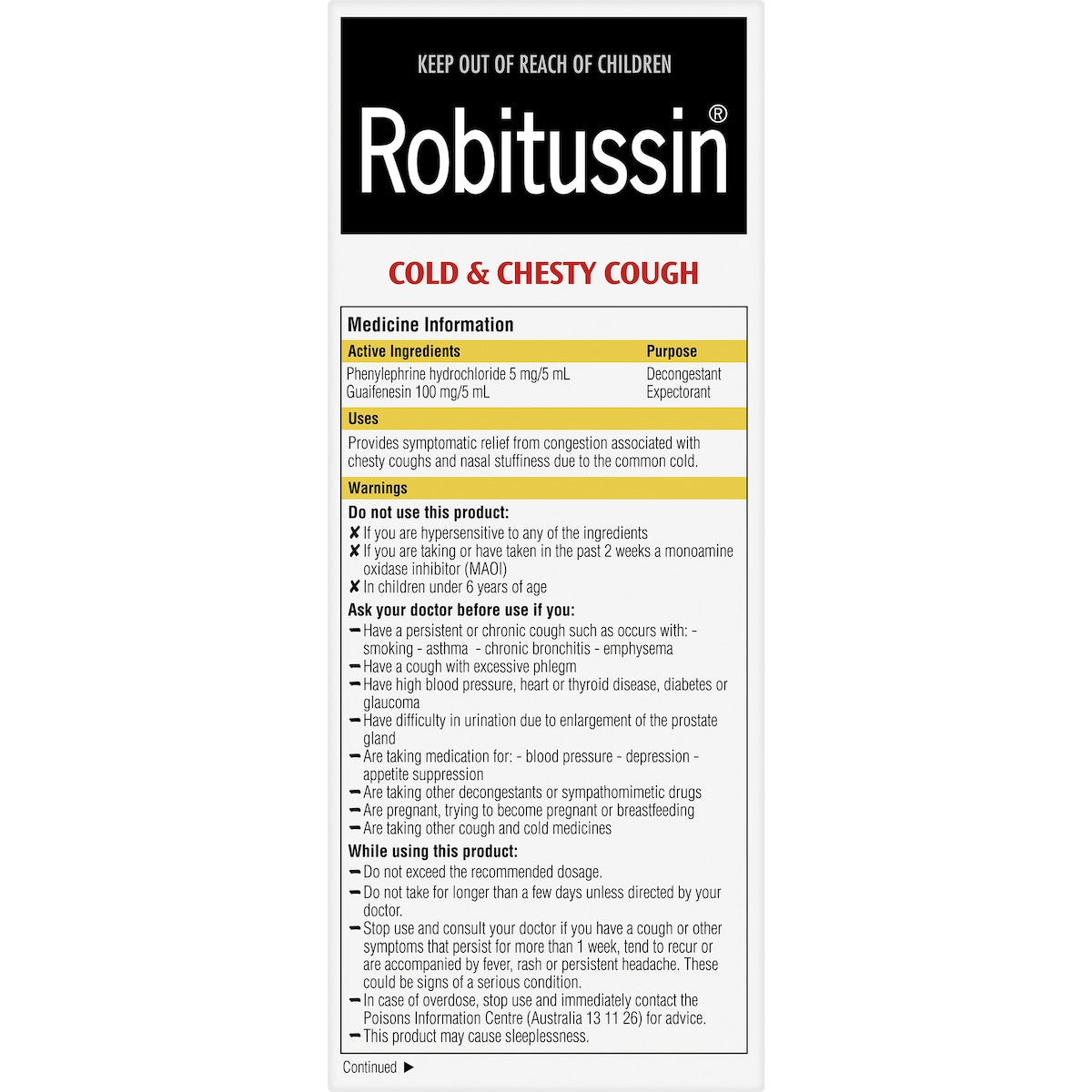 Robitussin Cold & Chesty Cough Liquid Raspberry 200ml