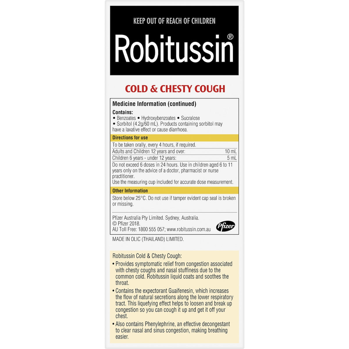 Robitussin Cold & Chesty Cough Liquid Raspberry 200ml