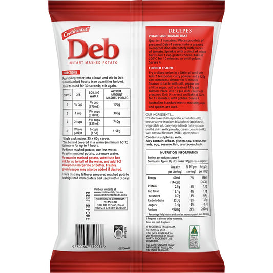 Continental Deb Instant Mashed Potato 350g