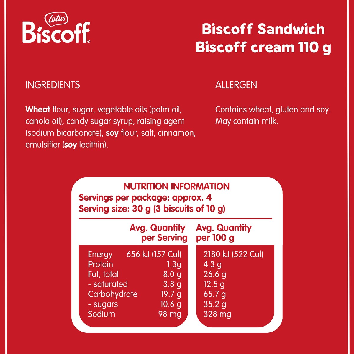 Lotus Biscoff Cream Biscuits 110g