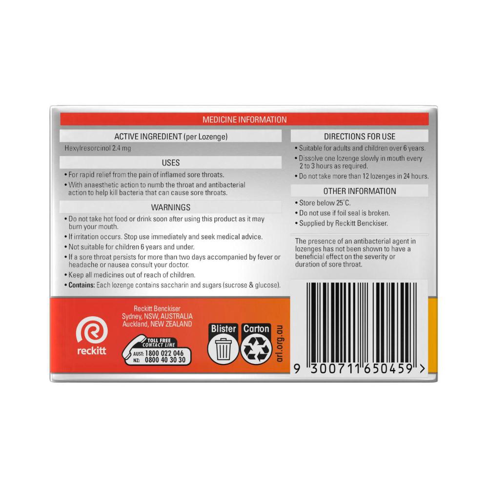 Strepsils Extra Honey And Lemon Fast Numbing Sore Throat Pain Relief With Anaesthetic 36 Lozenges - 1 pack