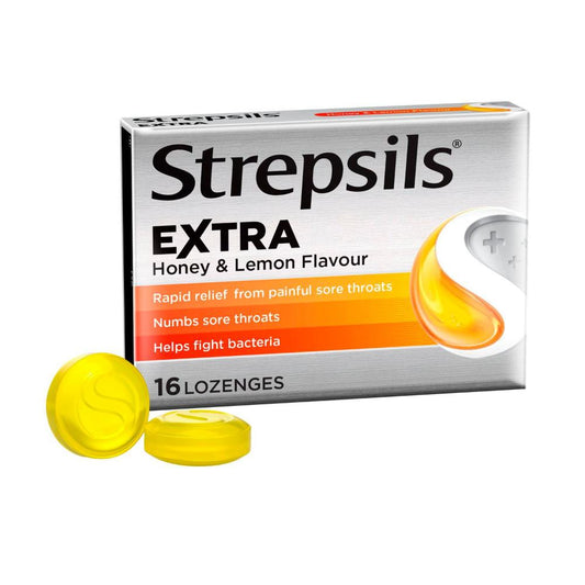 Strepsils Extra Honey And Lemon Fast Numbing Sore Throat Pain Relief With Anaesthetic 16 Lozenges - 1 Pack