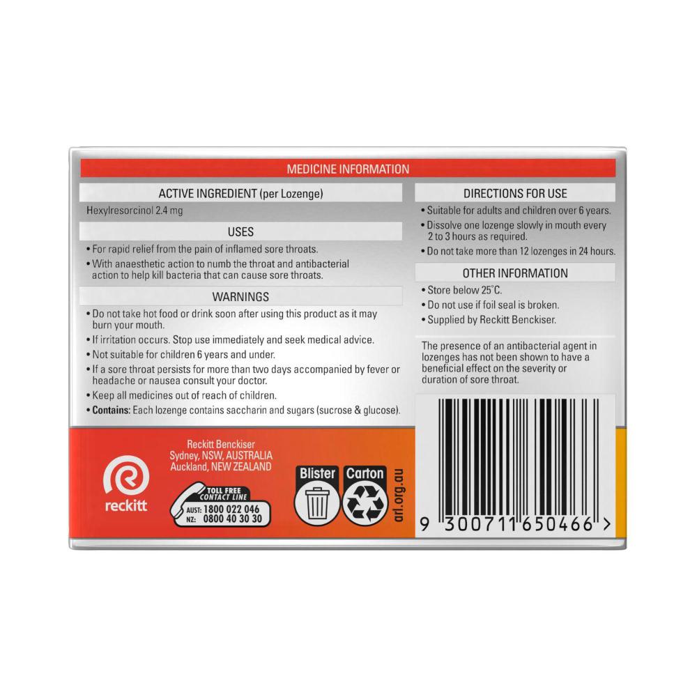 Strepsils Extra Honey And Lemon Fast Numbing Sore Throat Pain Relief With Anaesthetic 16 Lozenges - 1 Pack