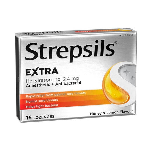 Strepsils Extra Honey And Lemon Fast Numbing Sore Throat Pain Relief With Anaesthetic 16 Lozenges - 1 Pack