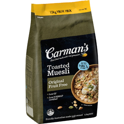 Carmans Toasted Muesli Original Fruit Free 1.5kg