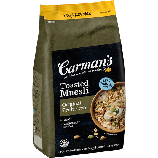 Carmans Toasted Muesli Original Fruit Free 1.5kg