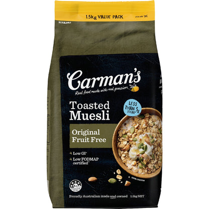 Carmans Toasted Muesli Original Fruit Free 1.5kg
