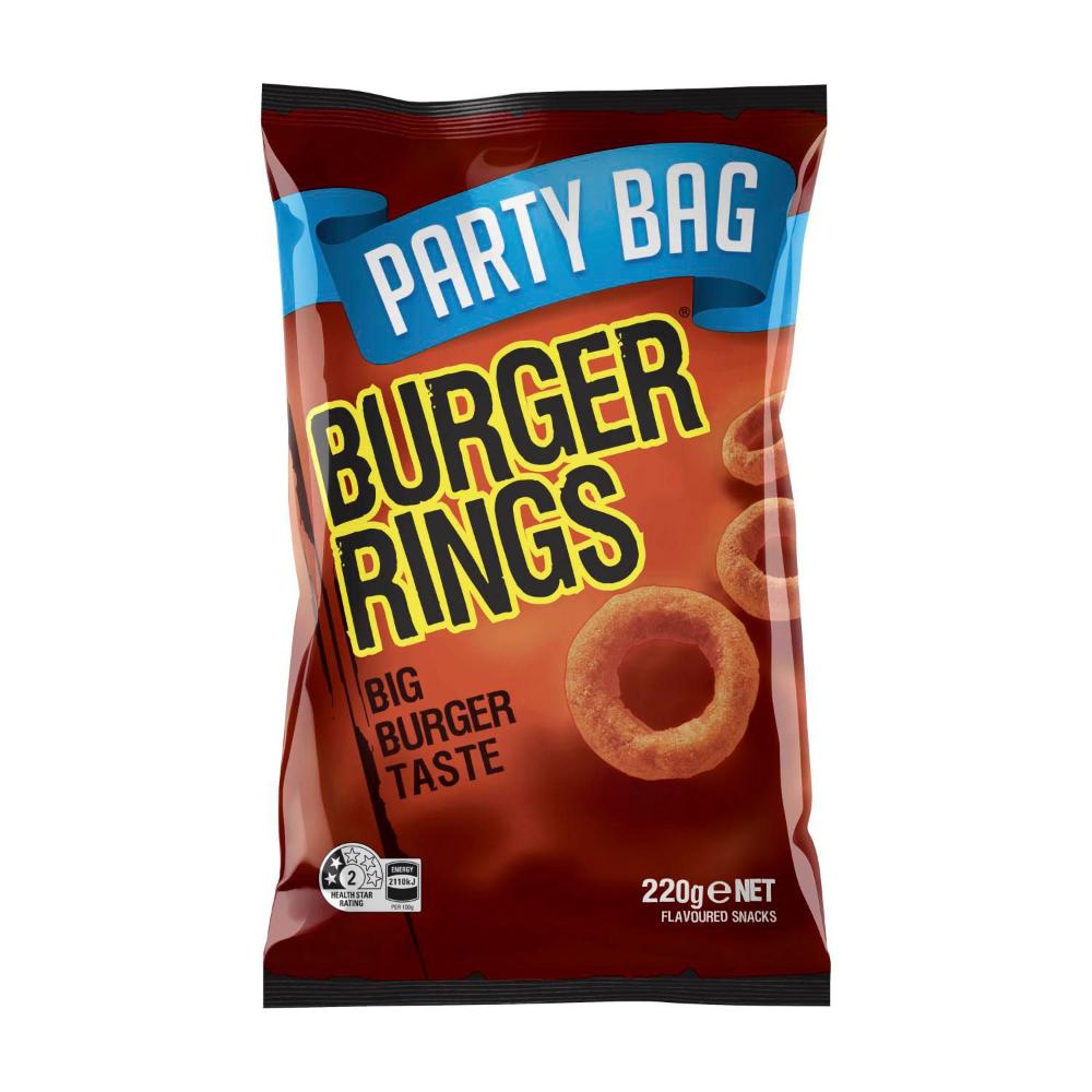 Burger Rings Burger Snacks Party Size Bag - 220g