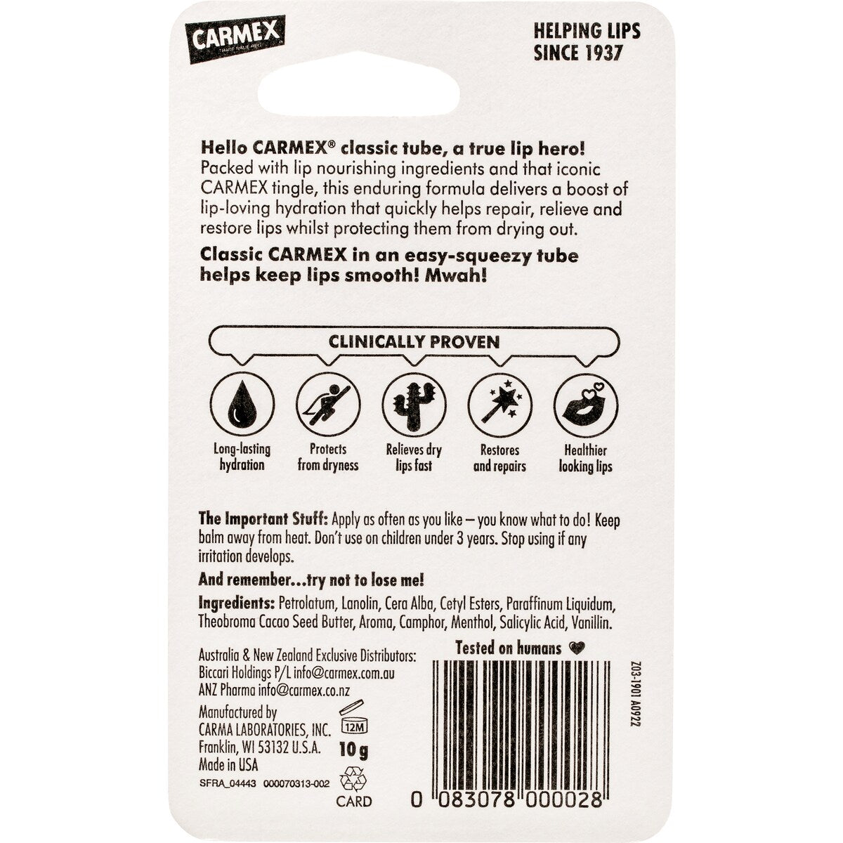 Carmex Lip Balm Squeeze Tube 10g