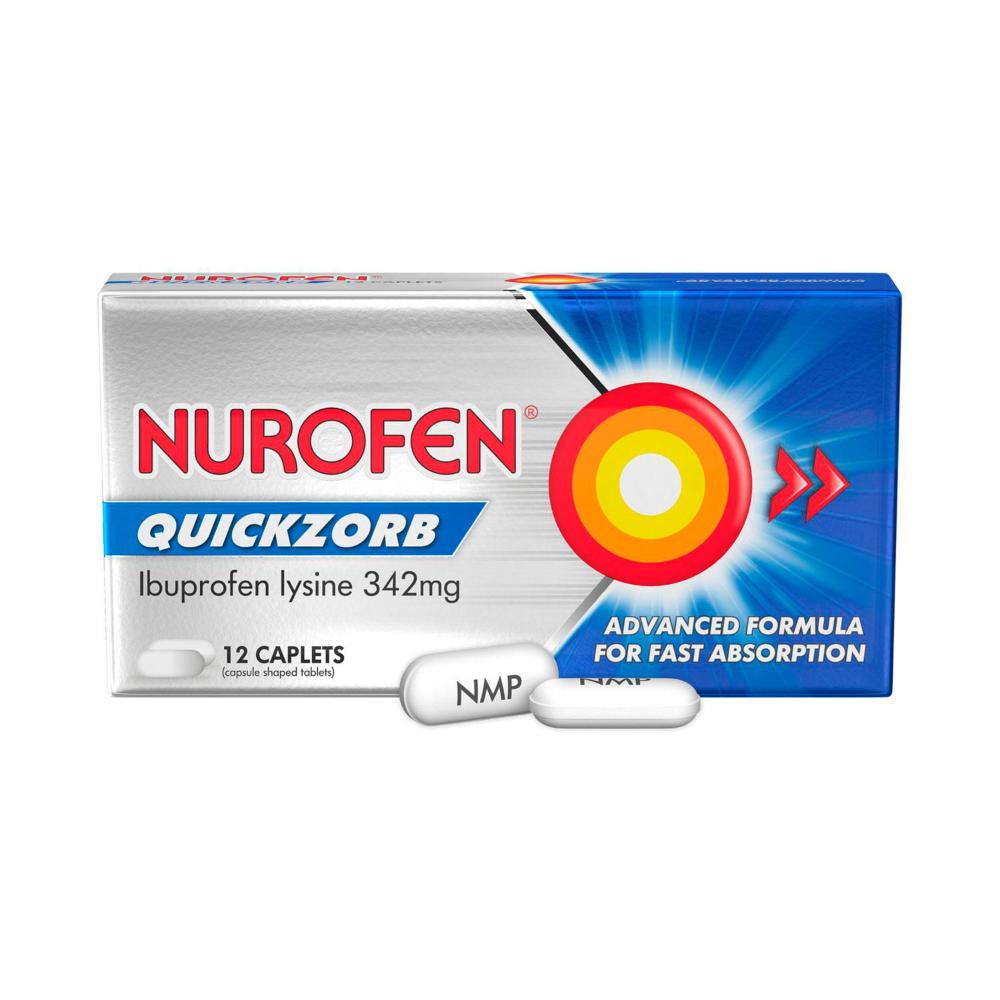 Nurofen Quickzorb Ibuprofen Lysine 342mg Caplets - 12 pack