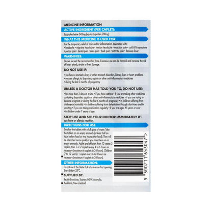 Nurofen Quickzorb Ibuprofen Lysine 342mg Caplets - 12 pack