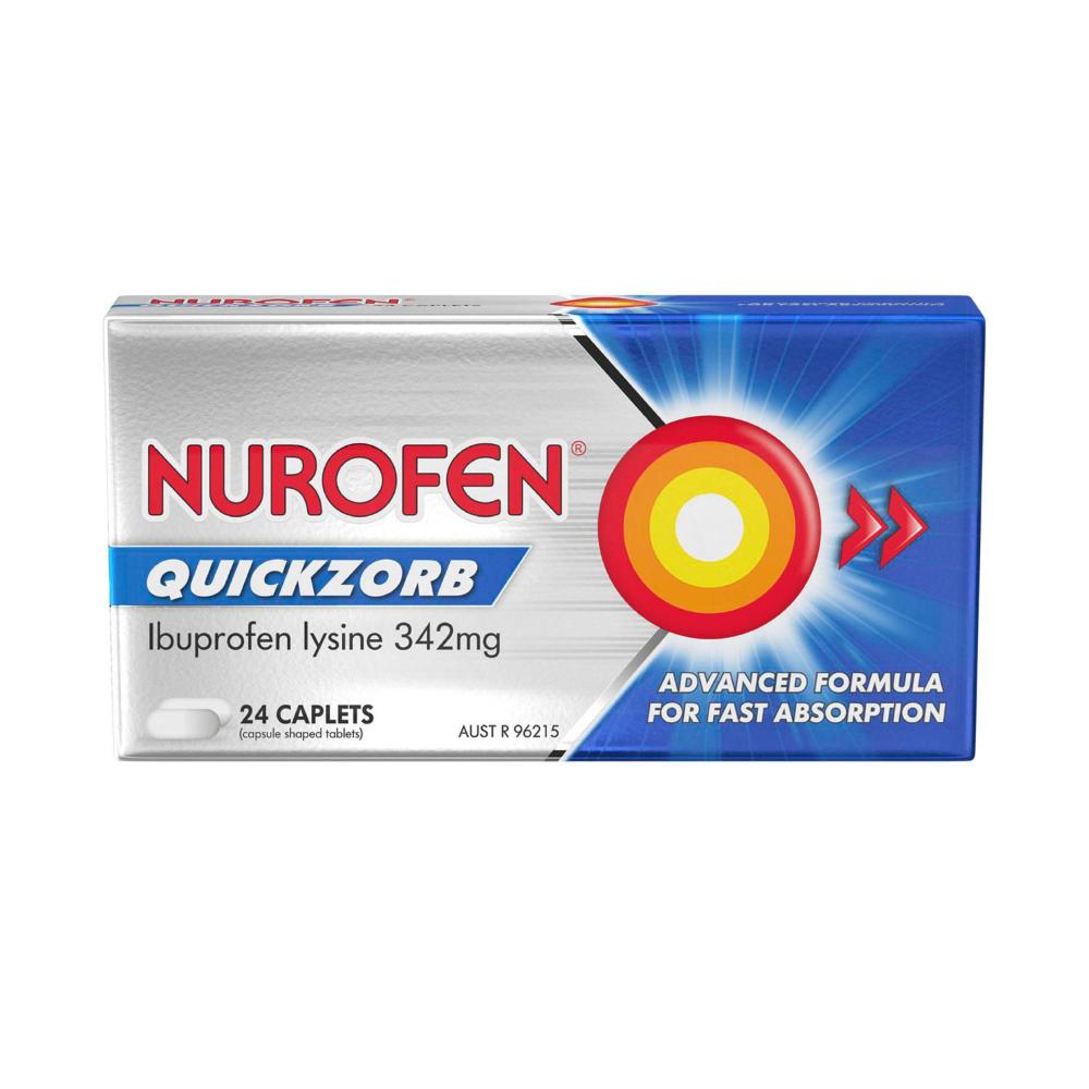 Nurofen Quickzorb Ibuprofen Lysine 342mg Caplets - 24 pack