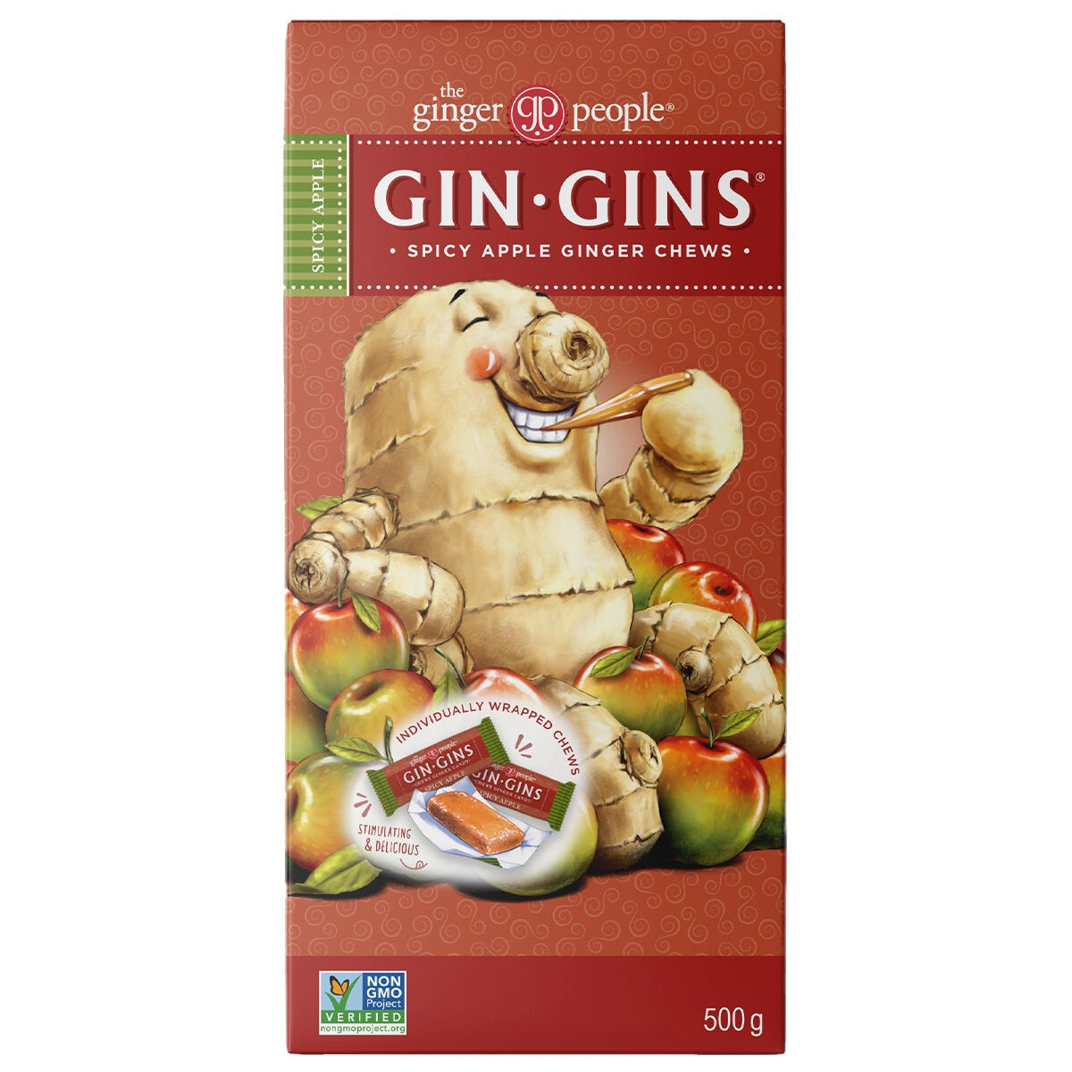 Gin Gins Spicy Apple Ginger Chew Travel Chews the Ginger People 500g