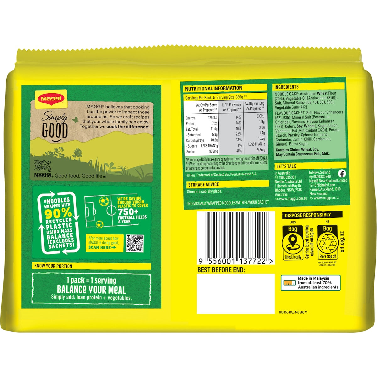 Maggi 2 Minute Chicken Flavour Instant Noodles 360g 5 Pack