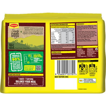 Maggi 2 Minute Beef Flavour Instant Noodles 370g 5 Pack
