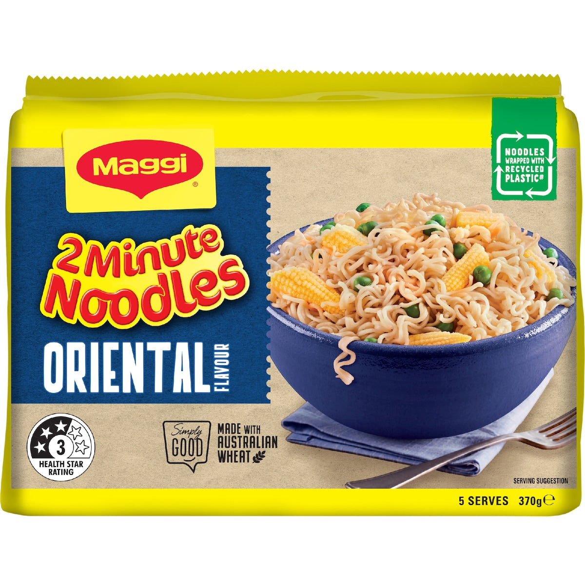 Maggi 2 Minute Oriental Flavour Instant Noodles 370g 5 Pack