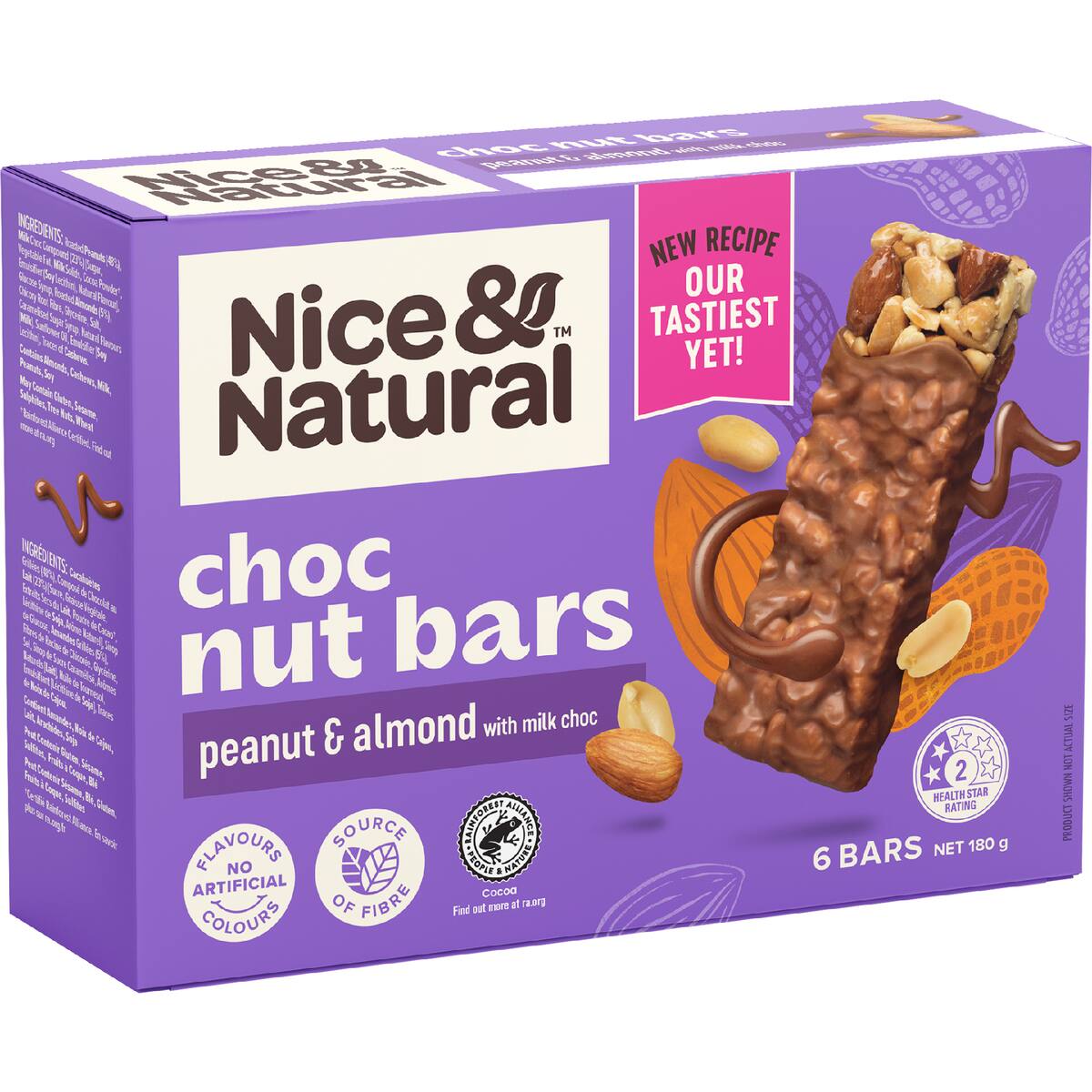 Nice & Natural Milk Choc Nut Bars Peanut & Almond 6 Pack