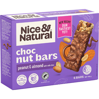 Nice & Natural Milk Choc Nut Bars Peanut & Almond 6 Pack