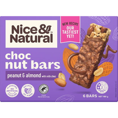 Nice & Natural Milk Choc Nut Bars Peanut & Almond 6 Pack