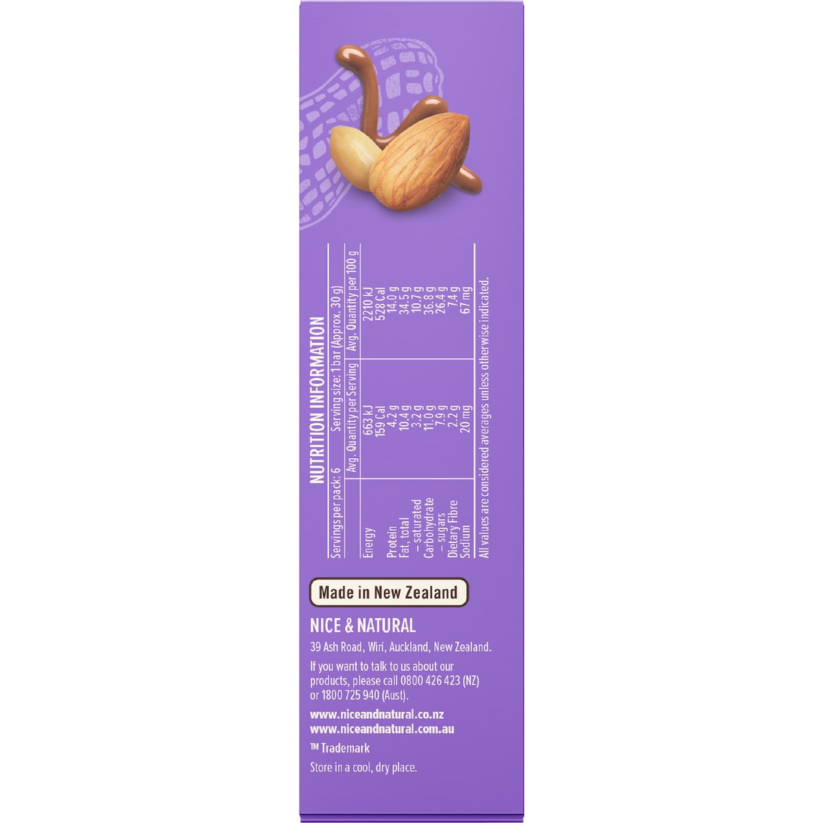 Nice & Natural Milk Choc Nut Bars Peanut & Almond 6 Pack
