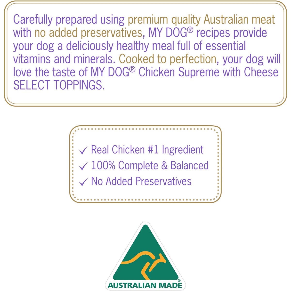 My Dog Chicken Supreme With Cheese Wet Dog Food 6 Pack