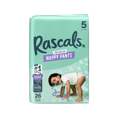 Rascals Premium Nappy Pants Size 5 (13-18kg) - 26 Pack