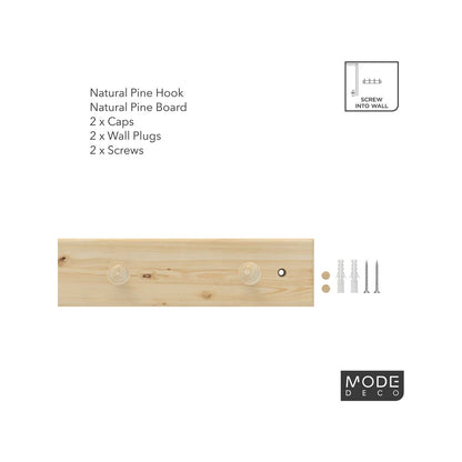 Mode Hook Rack - 4 Hooks - Natural Pine - 610mm - Functional Design