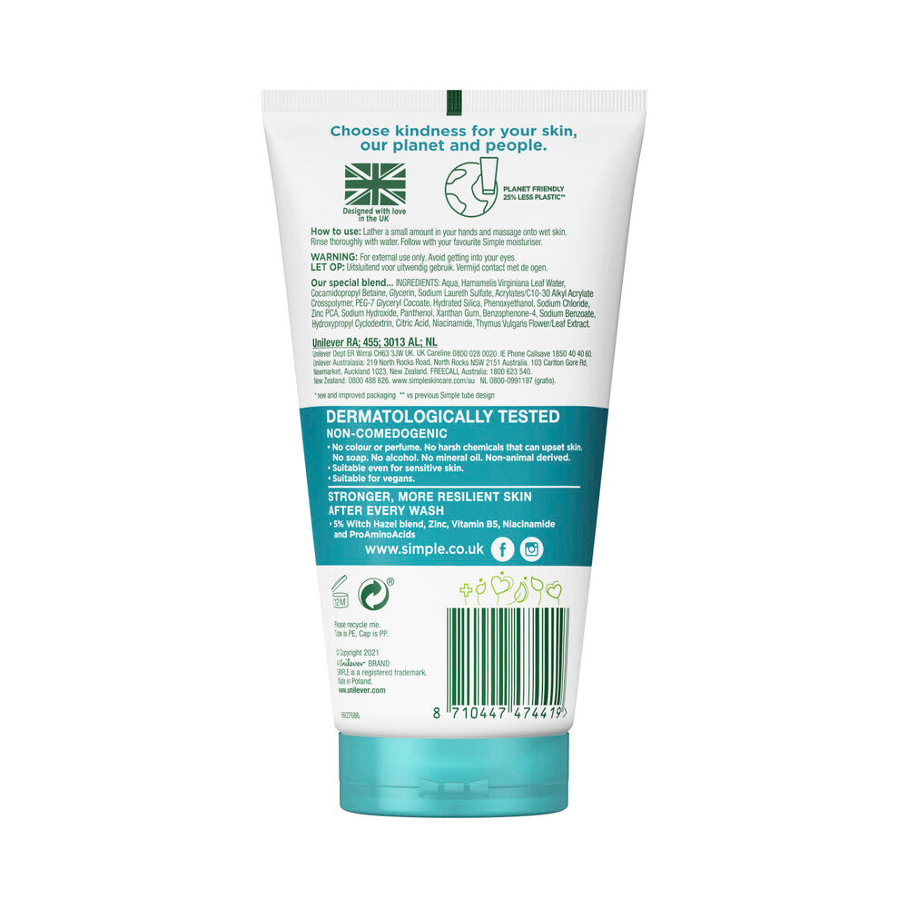 Simple Cleansing Facial Wash Gel Daily Skin Detox Purifying - 150mL