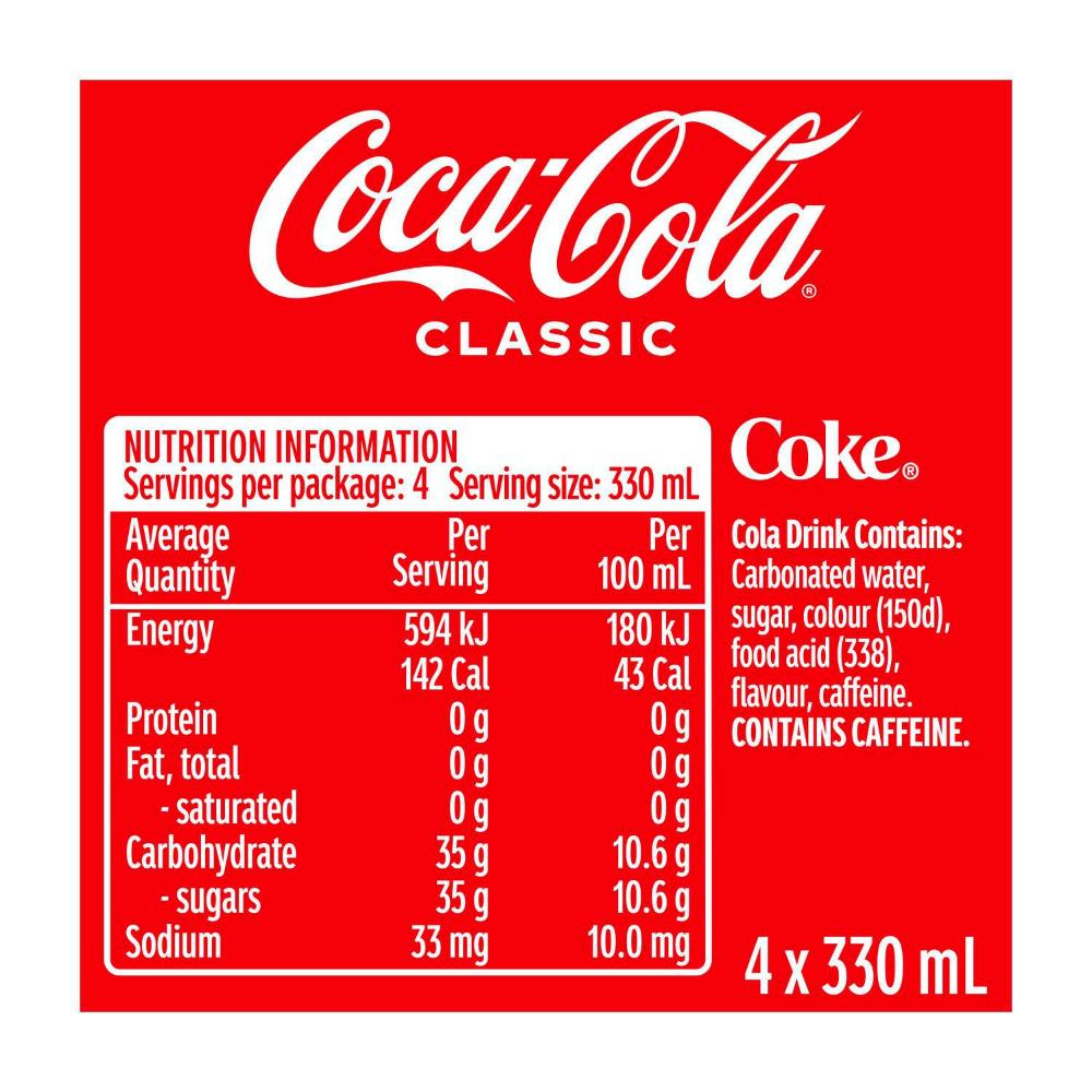 Coca-Cola assic Soft Drink Multipack Glass Bottles 4x330ml