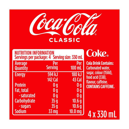 Coca-Cola assic Soft Drink Multipack Glass Bottles 4x330ml