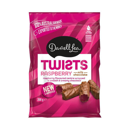 Darrell Lea Twists Milk Chocolate Raspberry - 200g