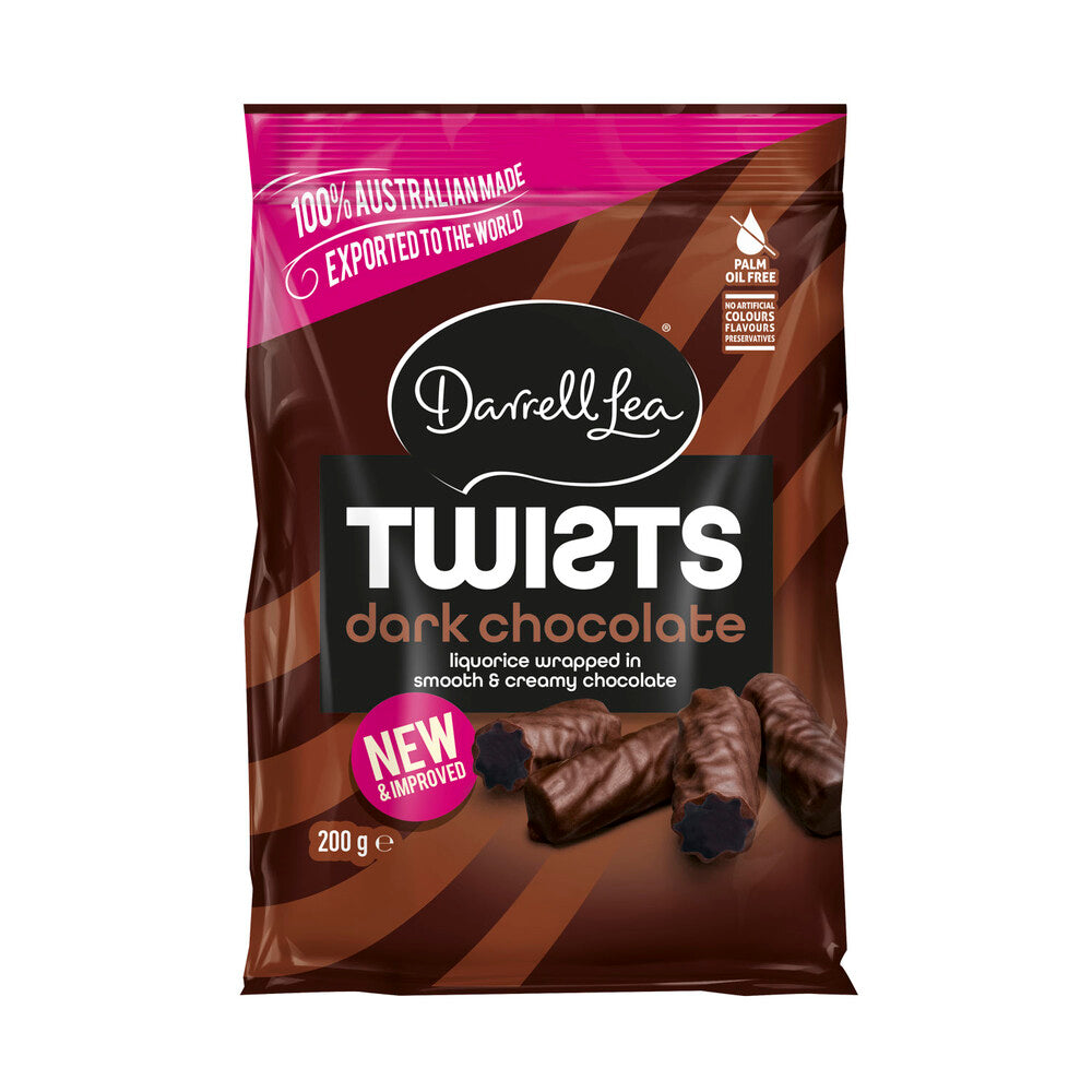 Darrell Lea Twists Dark Chocolate Liquorice - 200g