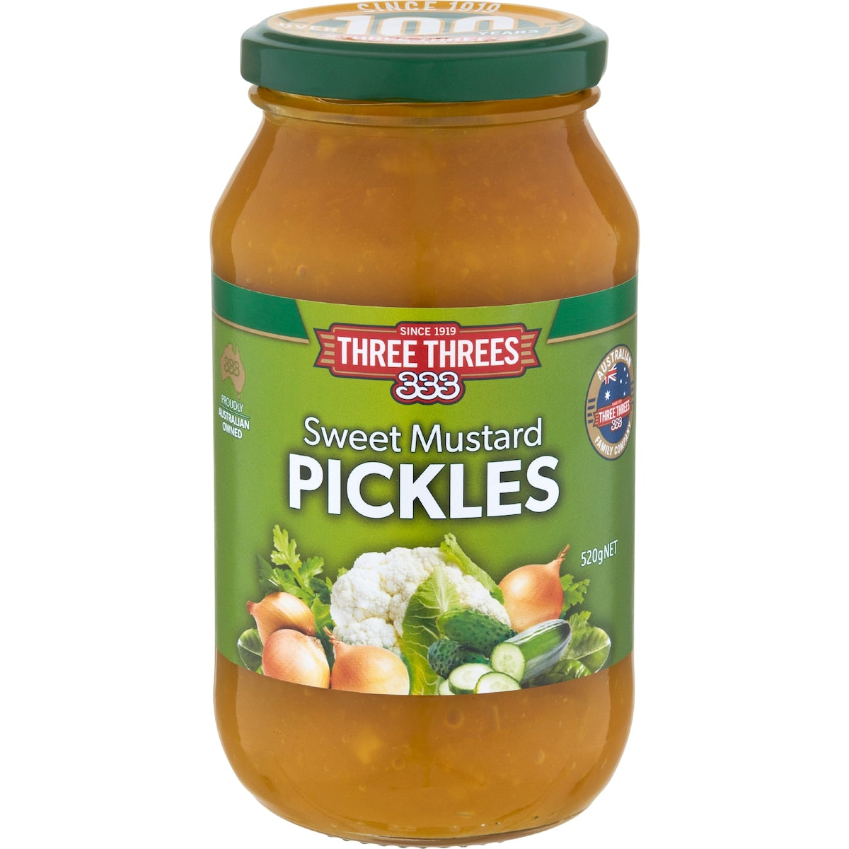 Three Threes Sweet Mustard Pickles 520g