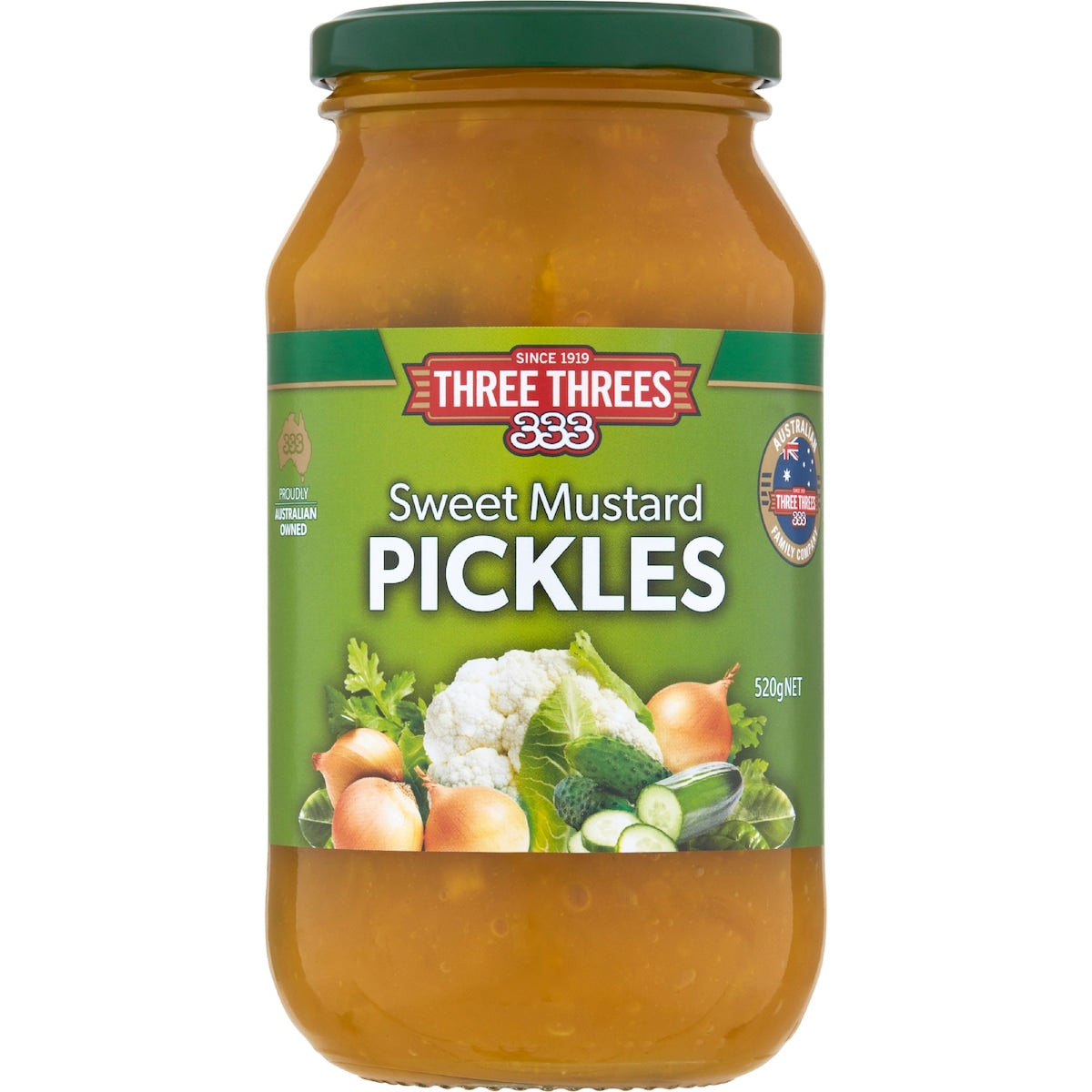 Three Threes Sweet Mustard Pickles 520g