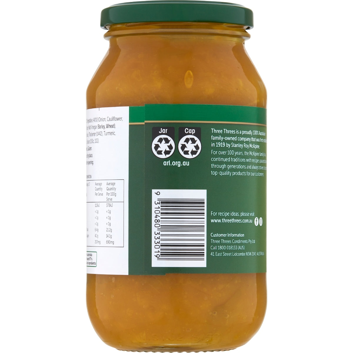 Three Threes Sweet Mustard Pickles 520g