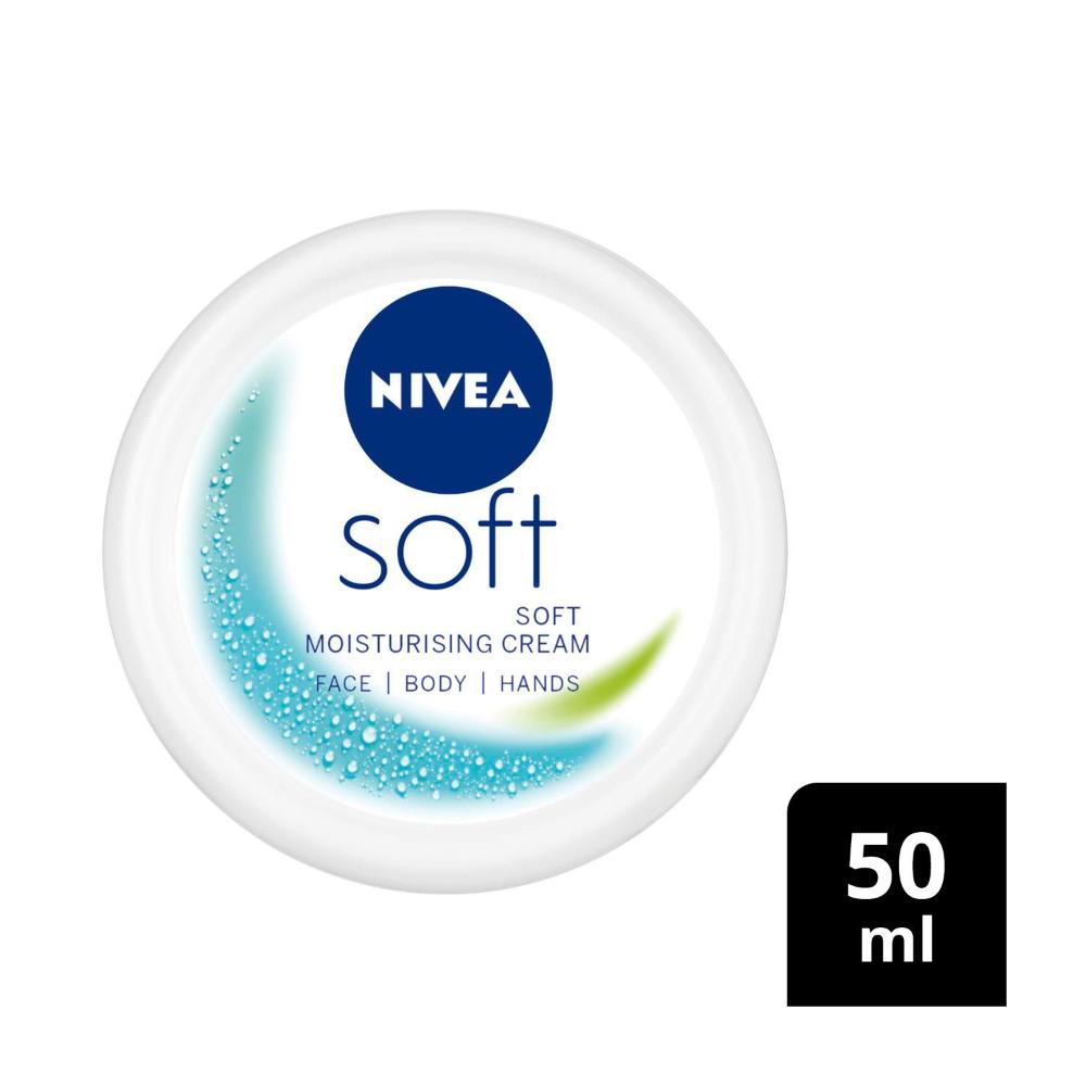 Nivea Soft Cream Travel Mini Lotion Moisturiser + Jojoba Oil & Vitamin E - 50mL