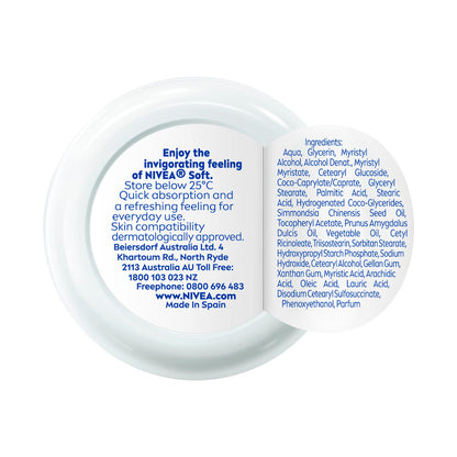 Nivea Soft Cream Travel Mini Lotion Moisturiser + Jojoba Oil & Vitamin E - 50mL