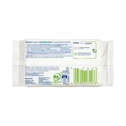 Nivea Daily Essentials Refreshing Face eansing Wipes For Normal Skin + Vitamin E - 7 pack