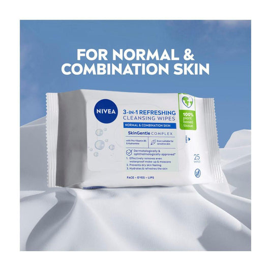 Nivea Daily Essentials Refreshing Face eansing Wipes For Normal Skin + Vitamin E - 7 pack