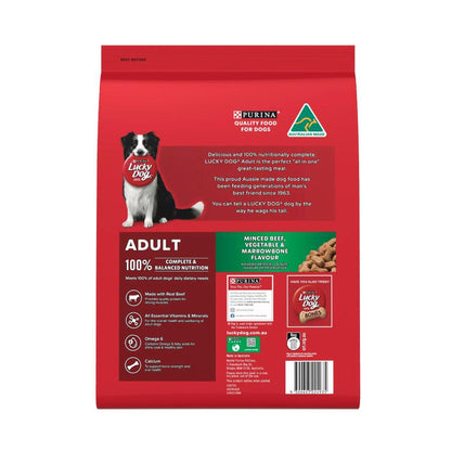 Purina Lucky Dog Minced Beef Vegetable & Marrowbone Flavour Adult Dry Dog Food - 8kg
