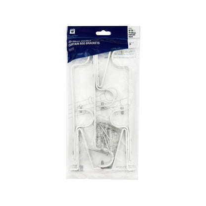 Windoware White Double Curtain Rod Bracket - 25-28mm - 3 Pack
