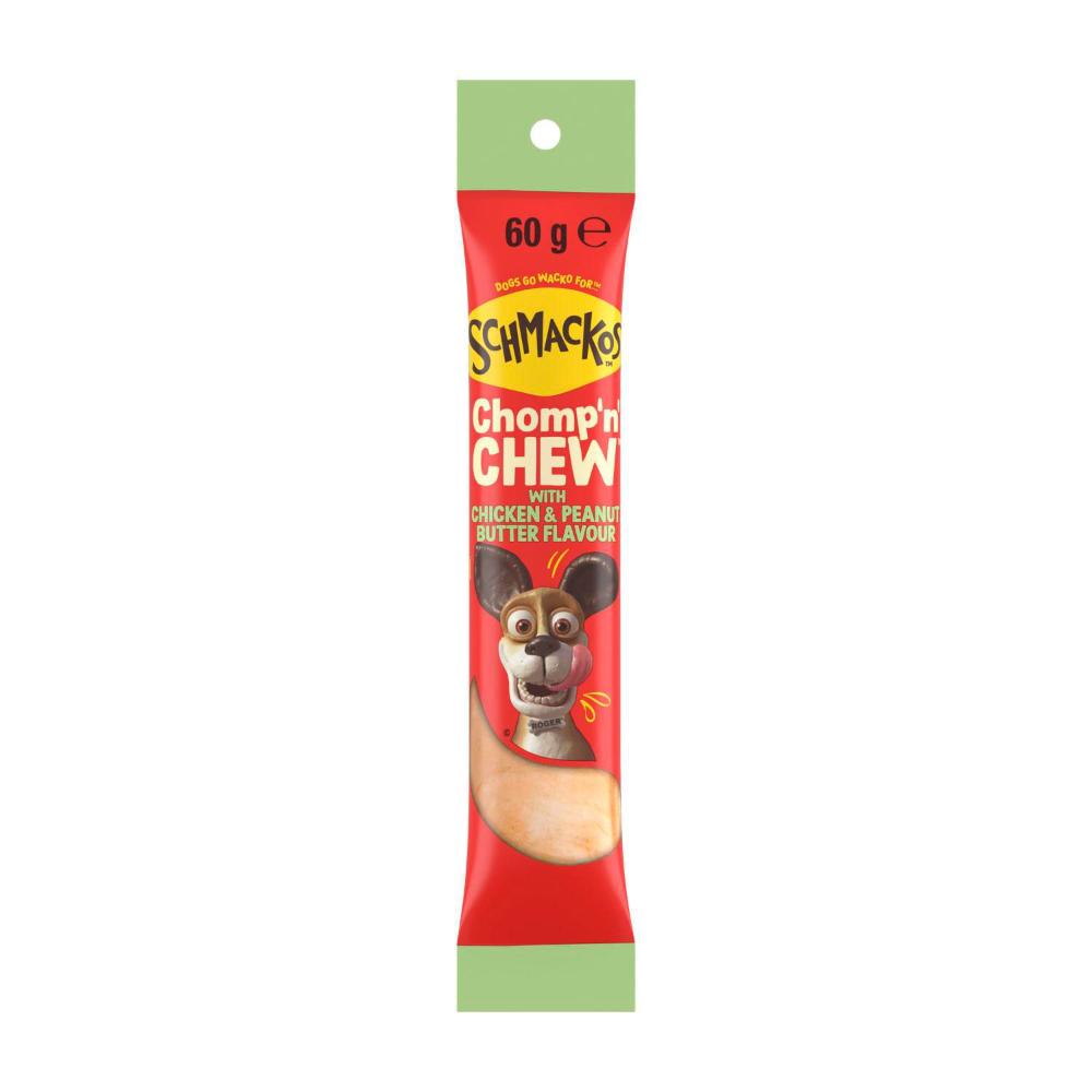 Schmackos Chomp N Chew With Peanut Butter & Chicken Flavoured Dog Treat Lar ... 60g